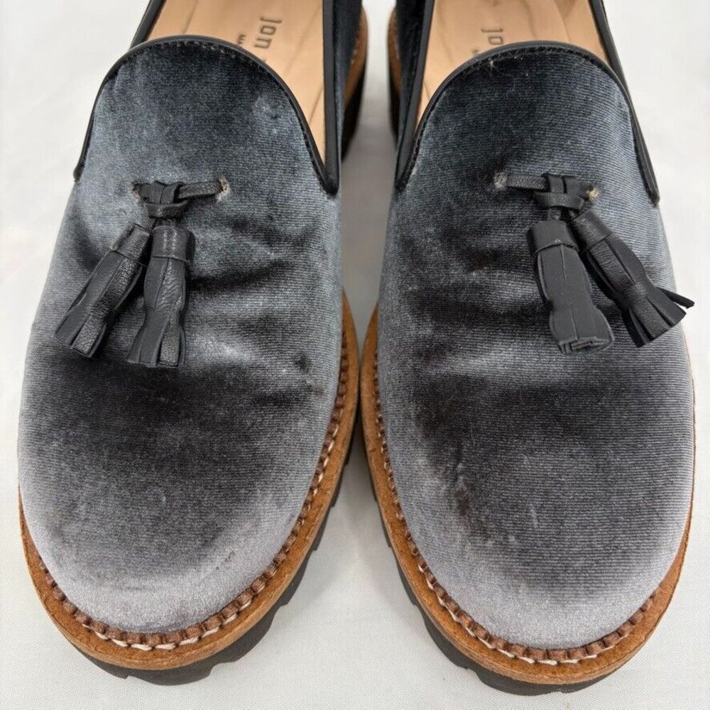 Jon Josef Gogo Gray Velvet Tassel Loafers, Size 37 EU (7 US), Old Money Academia - Picture 7 of 11